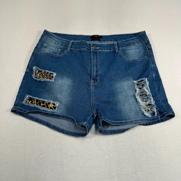 Lucky & Blessed Pants - Lucky And Blessed Distressed Jean Shorts Womens Plus Size 20 Medium Blue High Ri